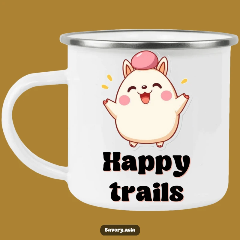 Funny Bao Bun Cheer Camping Mug - Happy Fluffy Top Outdoor Celebration Gift