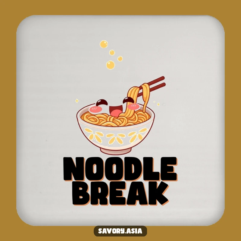 Funny Ramen Slurp Coaster Set - Excited Bowl Character Table Protector Gift