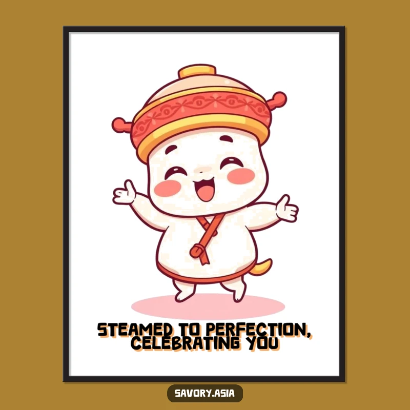 Free Printable Dim Sum Wall Art: Funny Dancing Foodie Decor Downloadable Gift