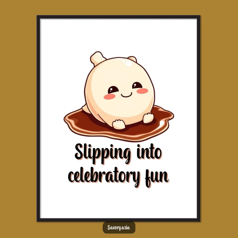 Free Printable Wall Art: Sliding Potsticker, Quirky Downloadable Kitchen Decor