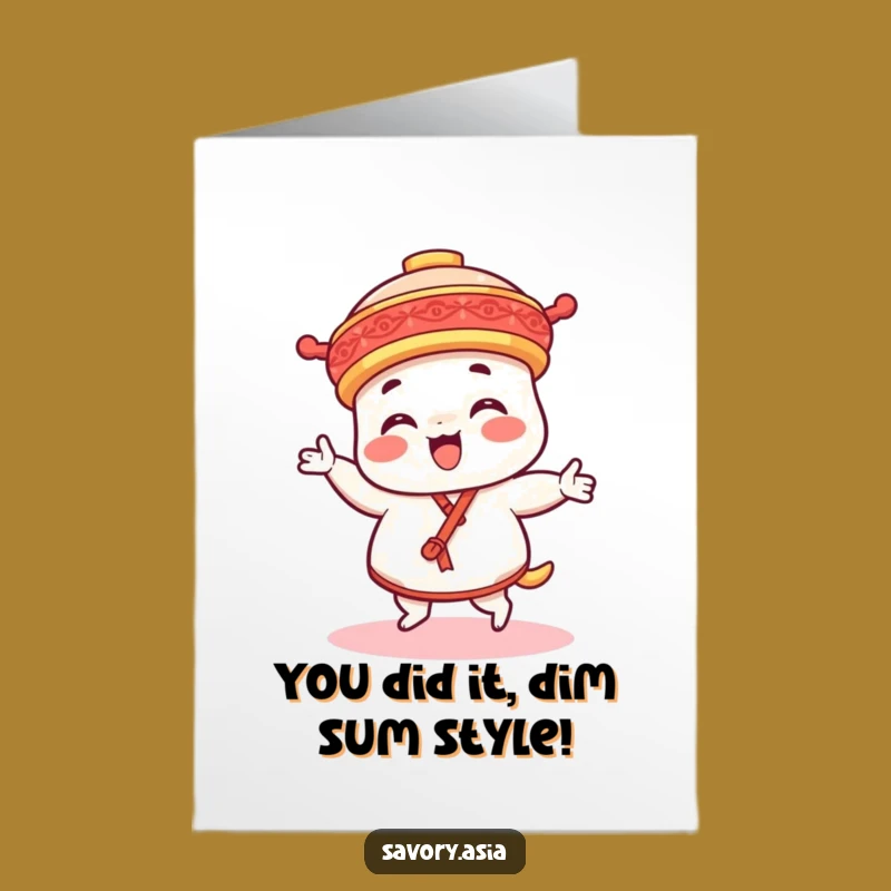 Free Printable Dim Sum Congratulations Card: Hilarious Dancing Foodie Downloadable Gift
