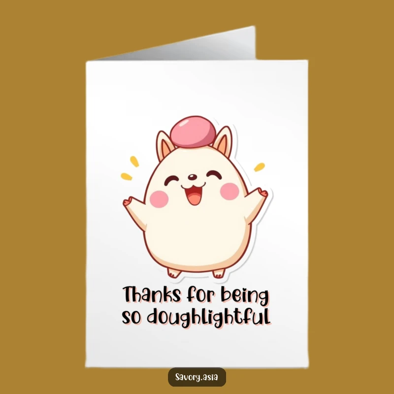 Free Printable Thank You Card: Bao Bun Cheering, Grateful Downloadable Foodie Humor