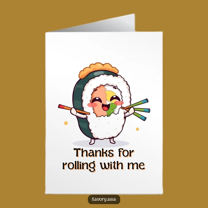 Free Printable Thank You Card: Sushi Juggling Chopsticks, Grateful Downloadable Foodie Humor