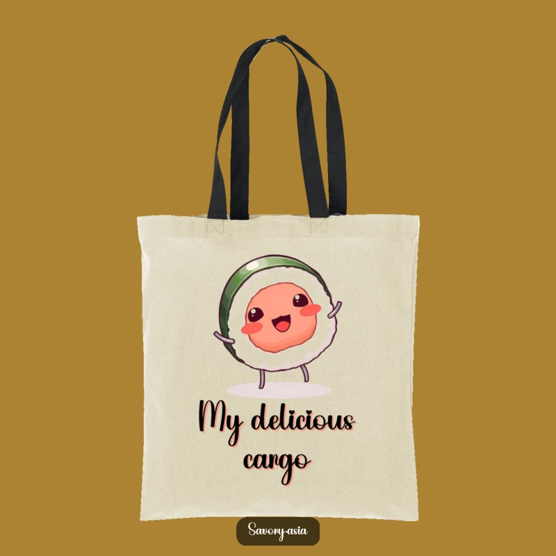 Funny Sushi Snack Tote Bag: Carry Your Goodies with This Hilarious Cartwheeling Sushi, Ideal Gift!